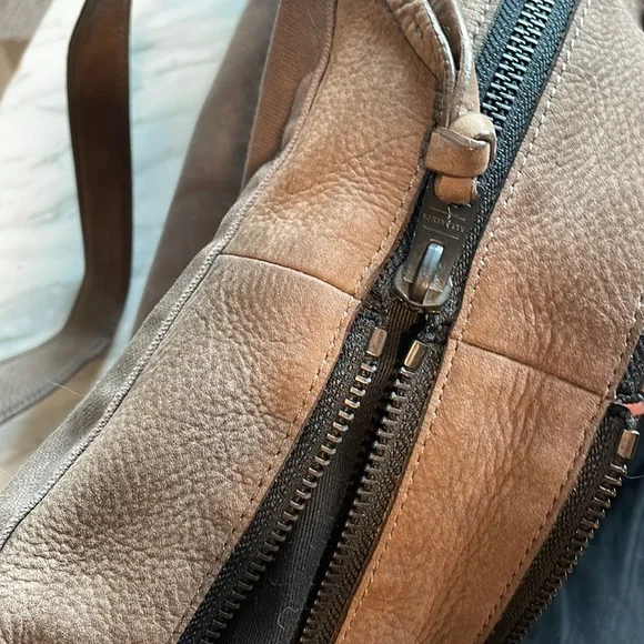 Allsaints Brown leather/canvas weekender - Picture 9 of 11